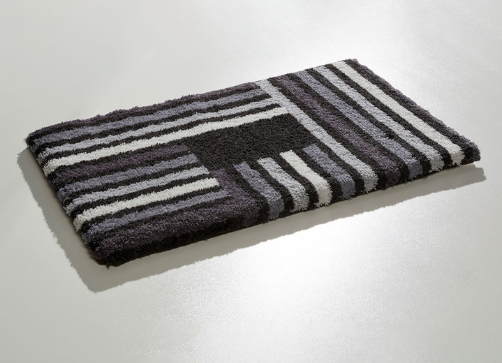 Grund - Badrumsmatta med halkfri baksida från Grund, i storlek 100 (Halvrund matta, 50/ 80 cm) till 112 (Skydd för toalettlock, 47/ 50 cm), i färg GRAU Utsikt 1