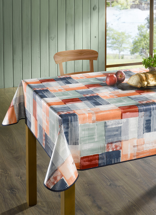 Trädgårdsdukar - Oljeduksduk i patchwork-look, i storlek 108 (bordsduk, 80x 80 cm) till 190 (bordsduk oval, 140x190 cm), i färg ROT-BUNT Utsikt 1