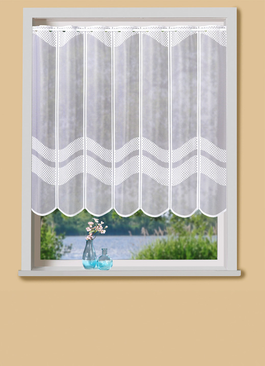 Korta gardiner - Handfärgad kort gardin, i storlek 856 (H60xB 98 cm) till 884 (H90xB148 cm), i färg VIT-VIT Utsikt 1
