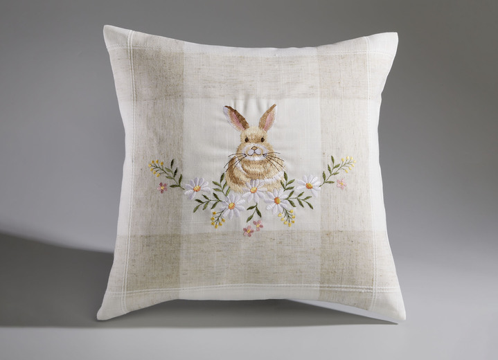 Hemtextil - Broderad bords- och rumsdekoration med påskharemotiv, i storlek 102 (löpare, 40x 85 cm) till 404 (örngott, 40x 40 cm), i färg SEKT-BUNT Utsikt 1