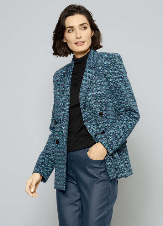 Dam - blazer med en intressant design, i storlek 020 till 052, i färg JEANS BLÅ Utsikt 1