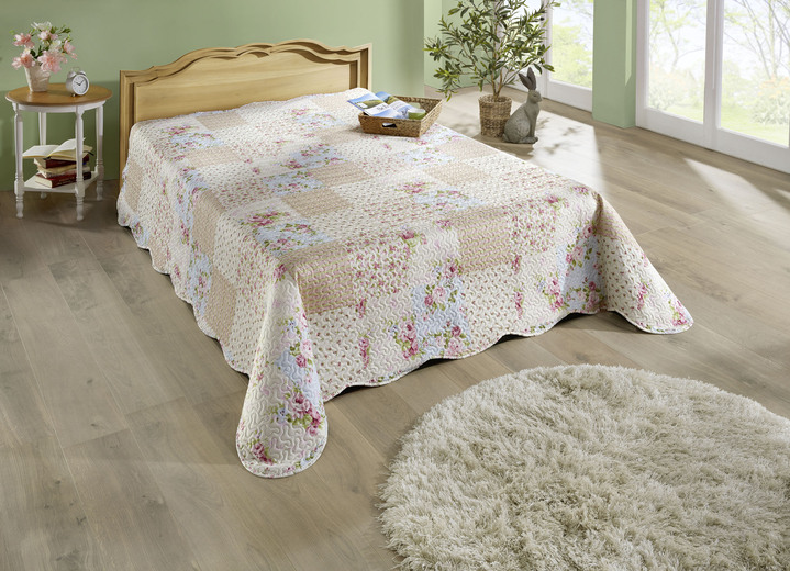 Överkast - Överkast tryckt på båda sidor med rosdesign, i storlek 873 (för enkelsäng, 140x210 cm) till 910 (för franska säng, 240x260 cm), i färg FÄRGRIK Utsikt 1