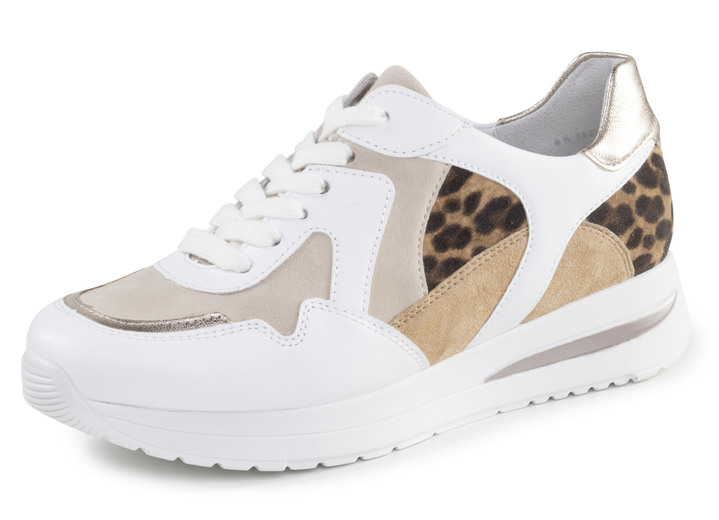 Damskor - ELENA EDEN sneakers med leopardtryck och metallic kant, i storlek 5 till 6, i färg WEISS-BEIGE-BRAUN Utsikt 1