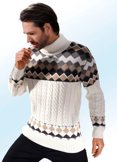 Turtleneck tr&ouml;ja med en mix av f&auml;rger och m&ouml;nster 