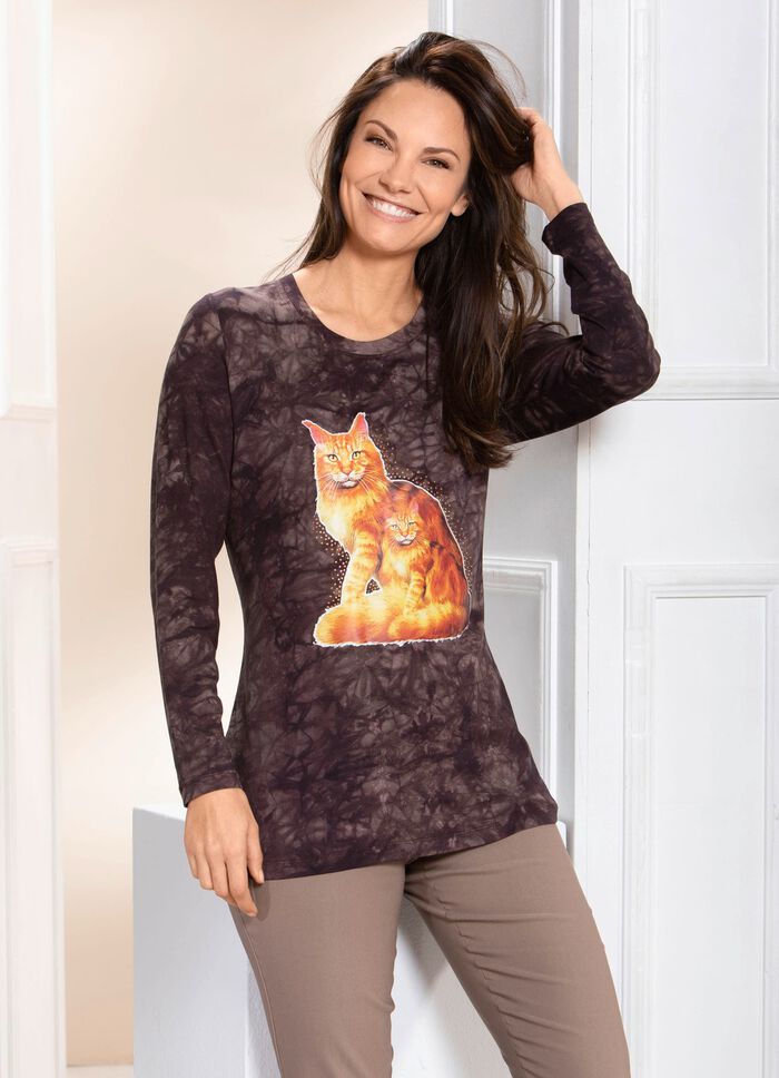 Uttrycksfull skjorta BRUN tie-dye