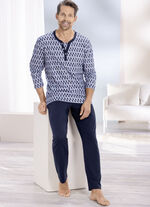 Pyjamas med knappslå och öppna kanter 