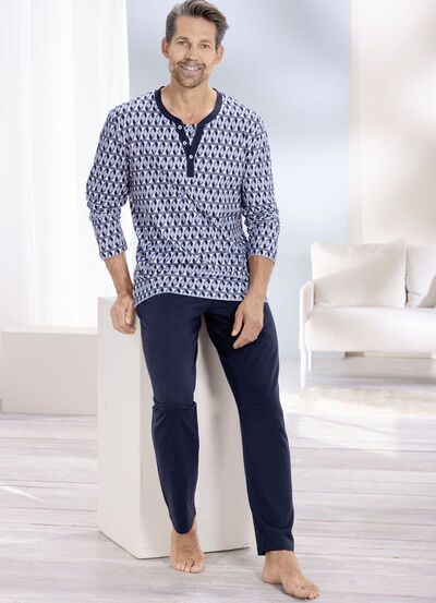 Pyjamas med knappslå och öppna kanter 