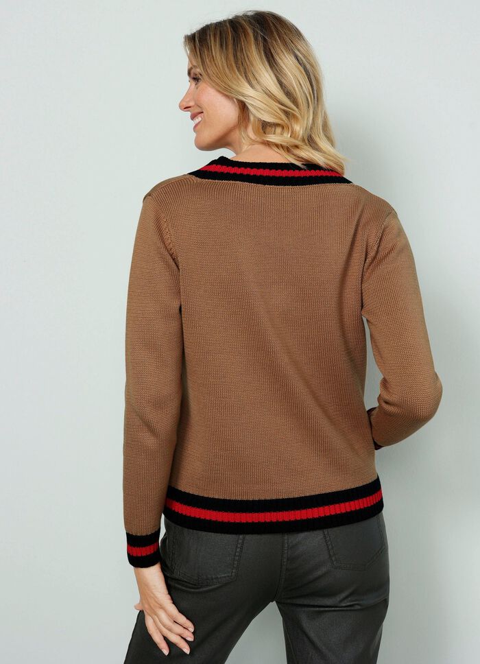 Pullover med kontrasterande r&auml;nder 
