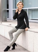 Byxor med Glencheck Design SVART-ECRU