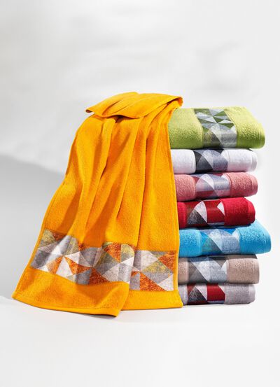 Chic frottéserie med tryckt jacquardkant 