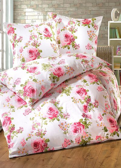 S&auml;ngkl&auml;der set med rosdesign 