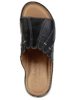 Gemini, snygga damslippers, vidd G, tillverkade av läder SCHWARZ