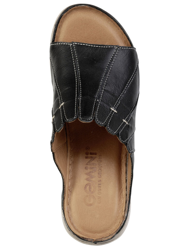 Gemini, snygga damslippers, vidd G, tillverkade av läder SCHWARZ