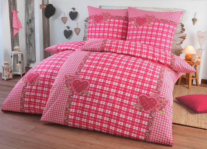 4-delat s&auml;ngkl&auml;desset med rustik rutig design R&Ouml;D