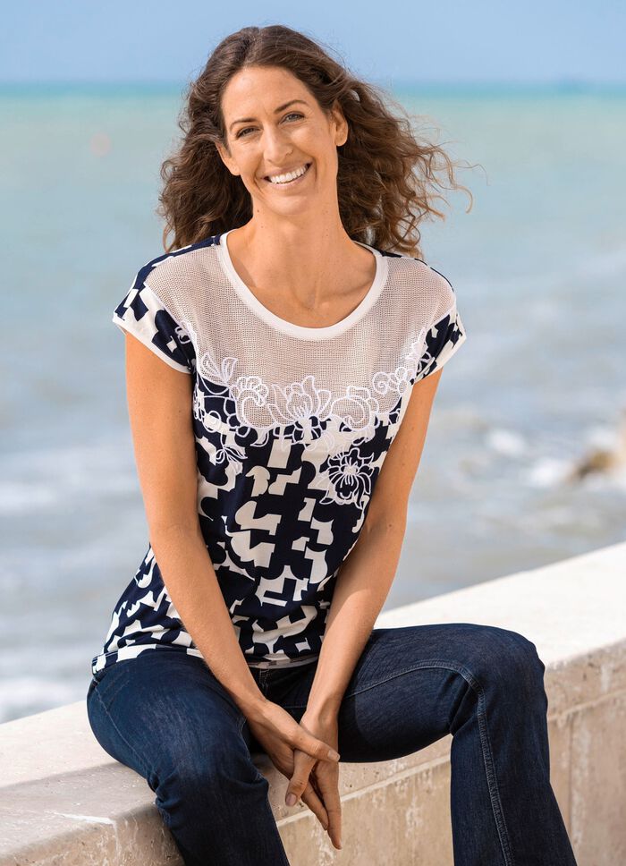 Skjorta med blommiga broderier 