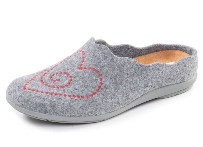 Laurina, klassiska damtofflor, med avtagbar fotb&auml;dd HELLGRAU