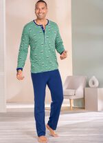 Pyjamas med l&aring;ng knappsl&aring; och &ouml;ppna kanter 