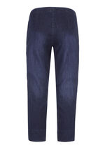 Caprijeans med stretchiga instick DUNKELBLAU