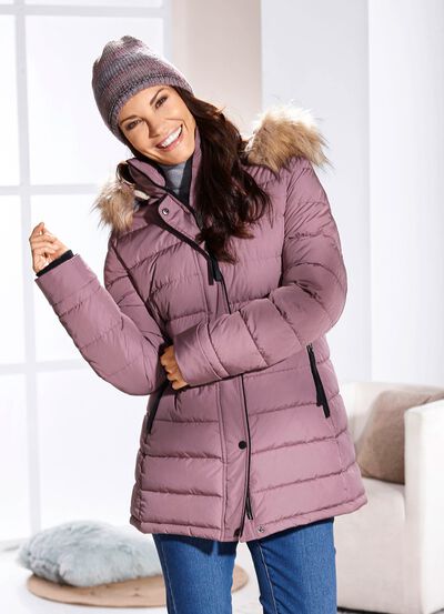 Funktionell l&aring;ng jacka med avtagbar huva 