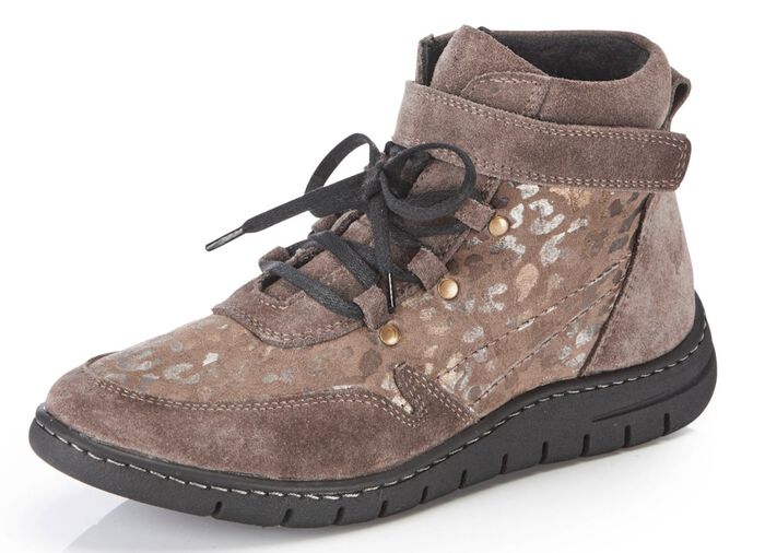 ELENA EDEN skosko med sn&ouml;rning av mocka TAUPE