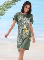 Kl&auml;nning med placerat tryck och hopf&auml;llbara korta &auml;rmar 