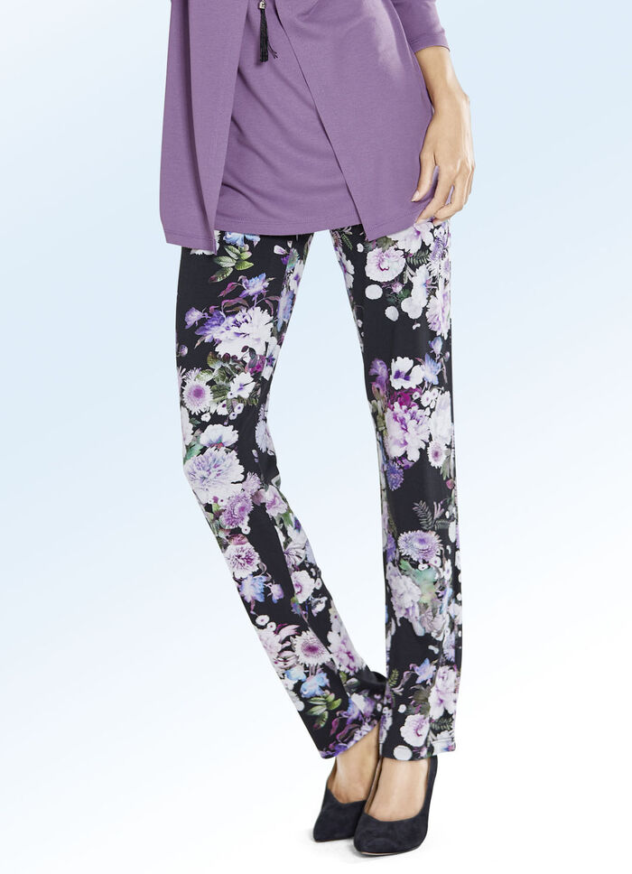 Mjuka, flytande byxor med blomm&ouml;nster 