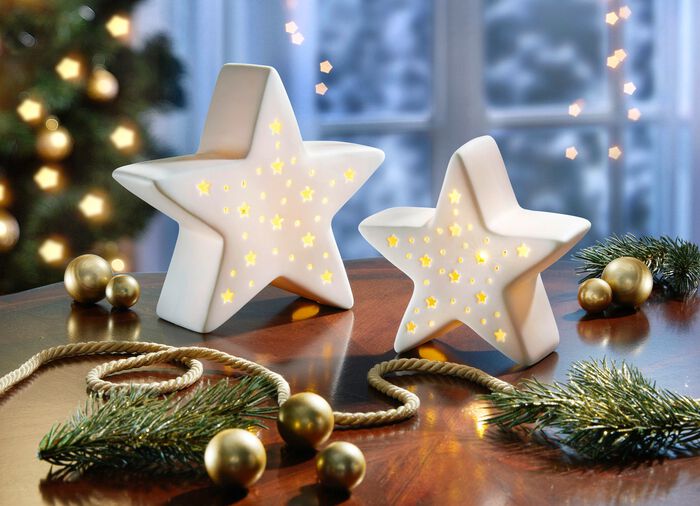 Upplyst porslinsstj&auml;rna, set om 2 