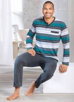 Pyjamas med knappsl&aring; och &ouml;ppna manschetter 