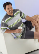 Shorty med V-ringad och randig design, 