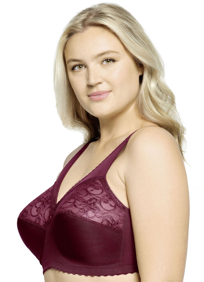 Stöd-bh från Glamorise med spets BORDEAUX