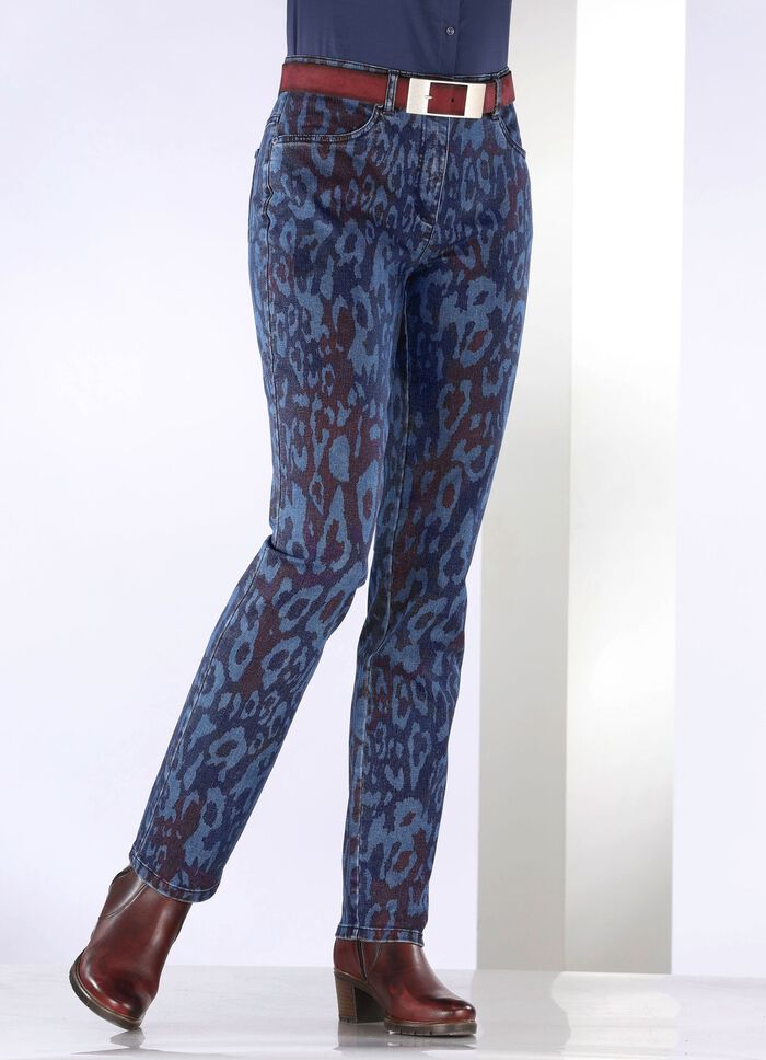 Jeans med trendig djurp&auml;lsdesign 