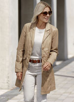 Kort skinnkappa med lapelkrage ANTIK BEIGE