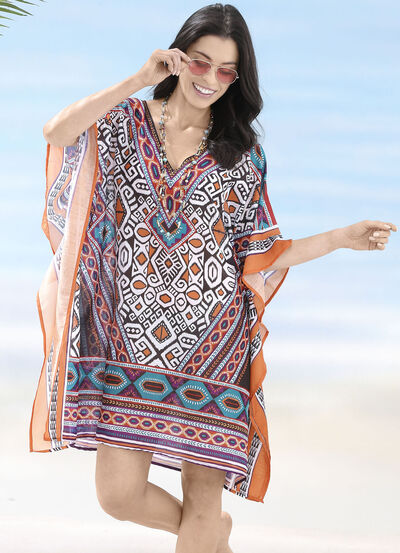 Sunflair-tunika med placerat tryck, lätt transparent, , large
