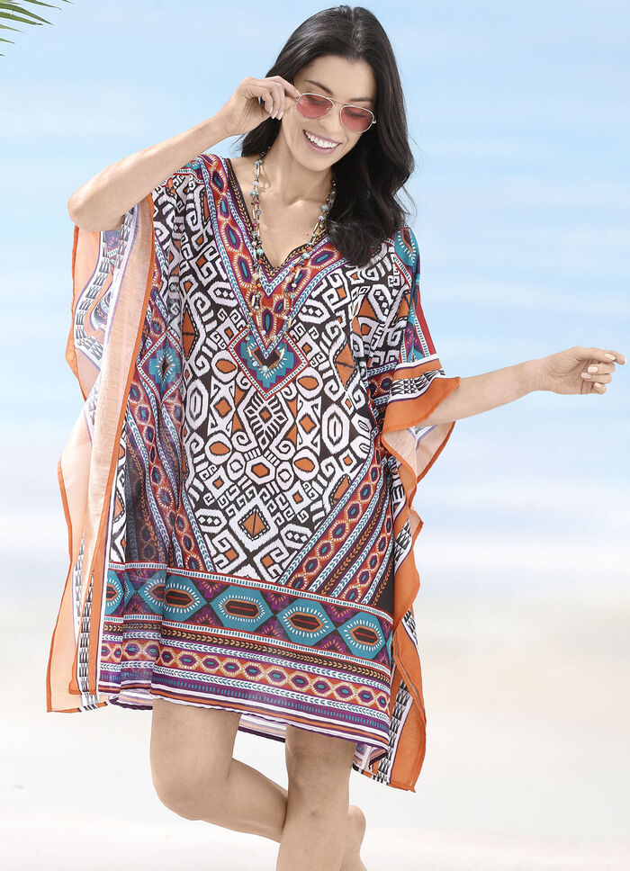 Sunflair-tunika med placerat tryck, lätt transparent, 