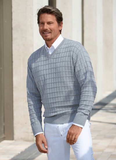 Casual V-ringad tr&ouml;ja med strukturerad design i 3 f&auml;rger 