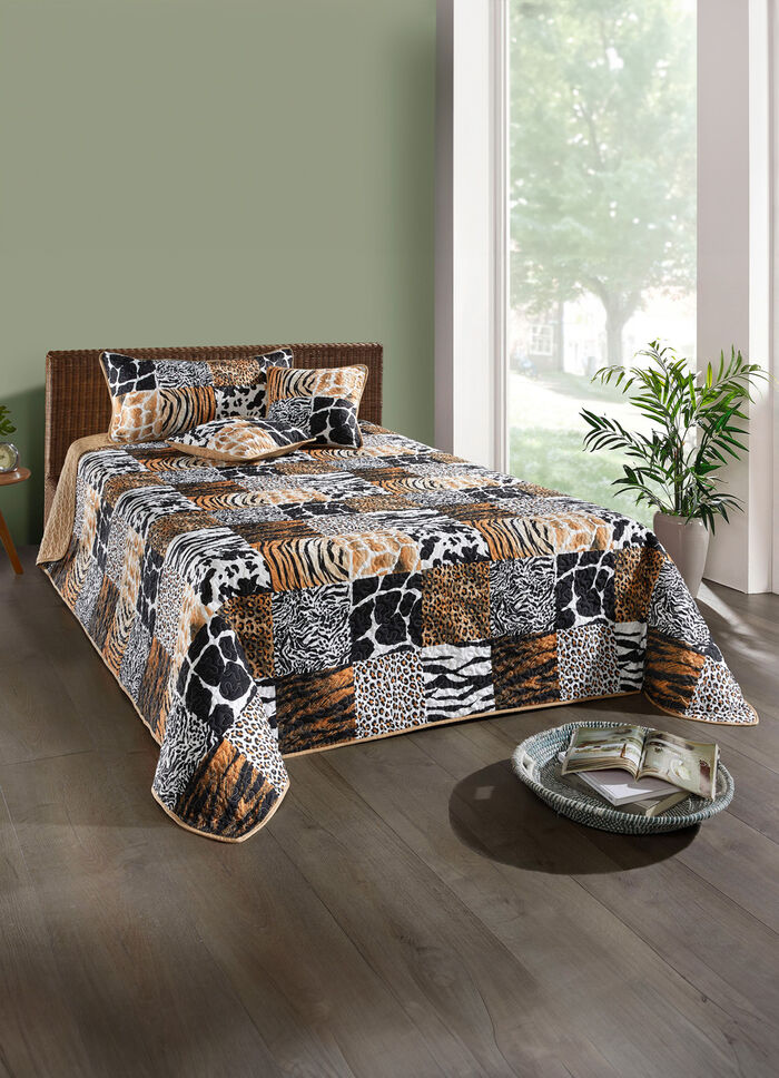 Överkast i en fascinerande patchwork-look BRUNT-BEIGE-SVART