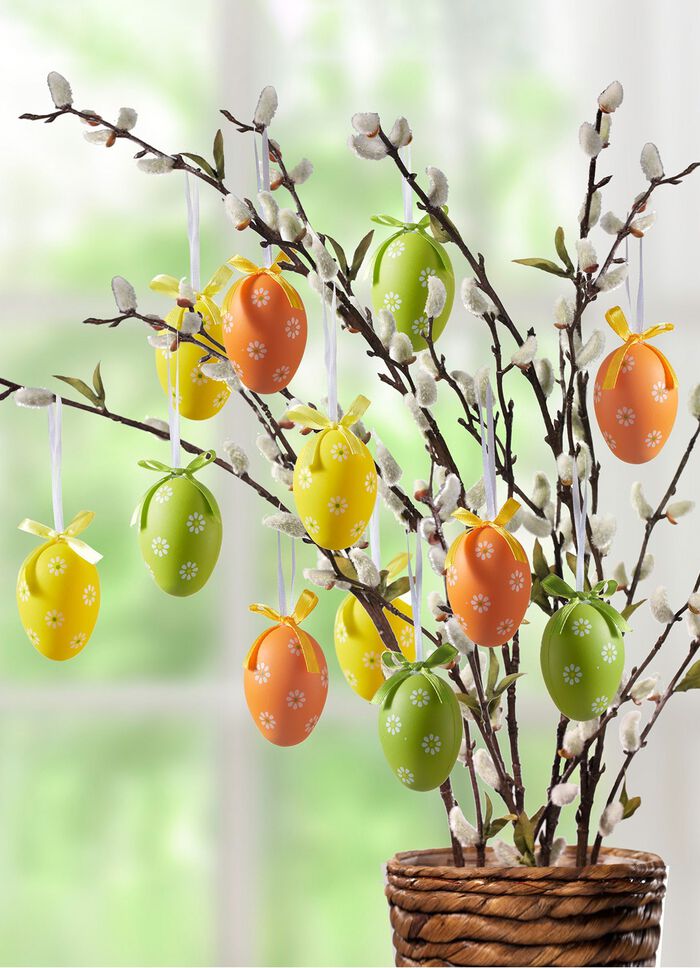 P&aring;sk&auml;gg med v&aring;rmotiv, set om 12 st GUL-GR&Ouml;N-ORANGE