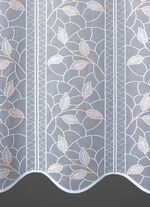 Kort gardin med filigranbroderad l&ouml;vdesign 