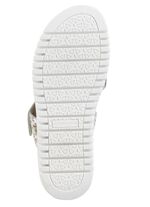 Ranger-sandal gjord av gl&auml;nsande tryckt nubuckl&auml;der ECRU-F&Auml;RGGLAD