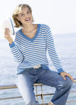 Tröja i randig design JEANSBLAU-ECRU