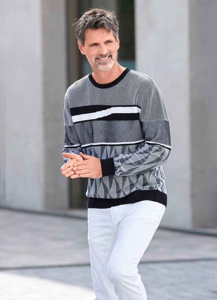 Tr&ouml;ja med rund hals SVARTVITT