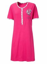 Tv&aring;pack nattlinnen med l&aring;ng knappsl&aring;, broderi och korta &auml;rmar 