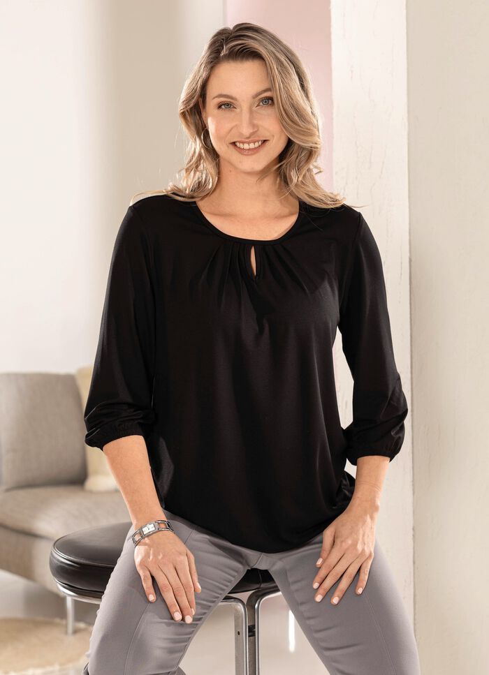 Skjorta med slits i 2 f&auml;rger SVART