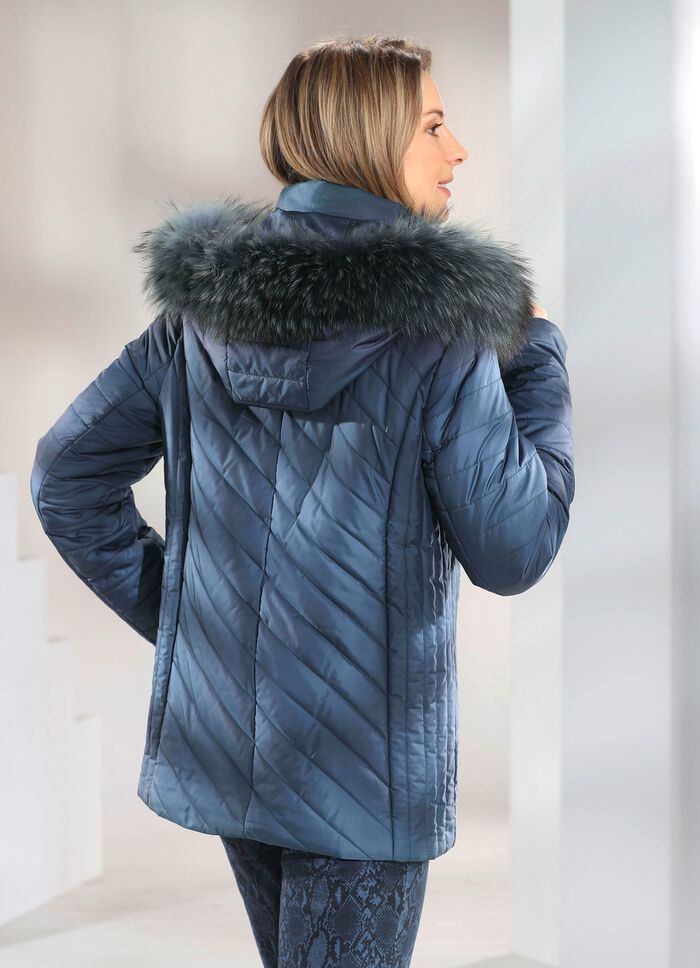 Jacka med avtagbar huva STÅLBLÅ