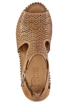 ELENA EDEN sandal med dekorativ perforering NATURBRAUN