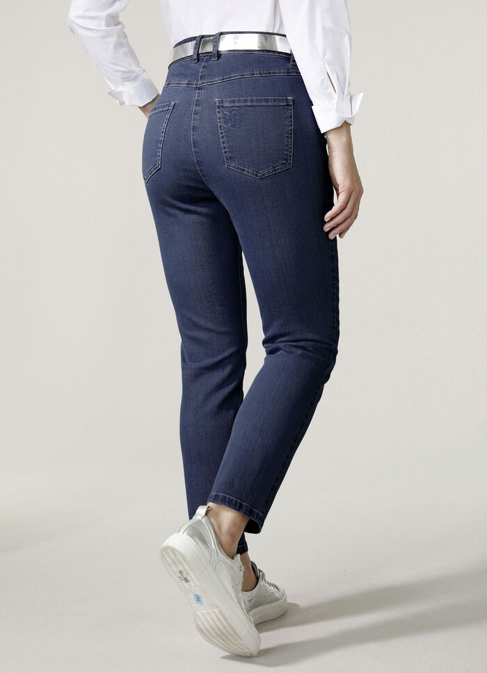 Ankellånga jeans i 5-ficksform DUNKELBLAU