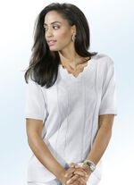 tröja med dekorativ halsringning VIT