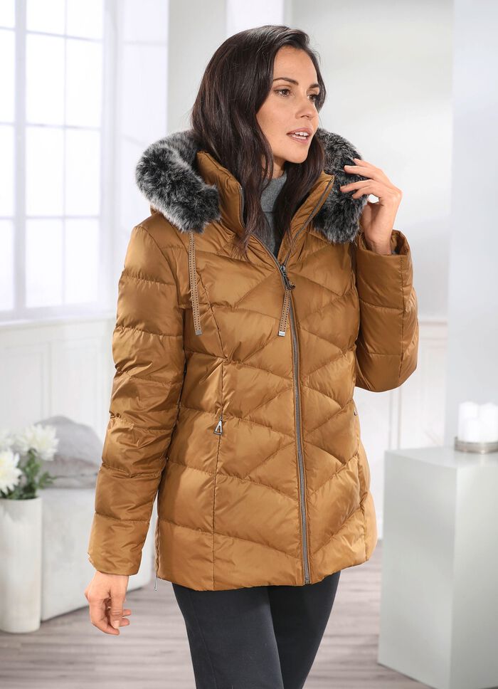 Dunjacka med avtagbar huva 