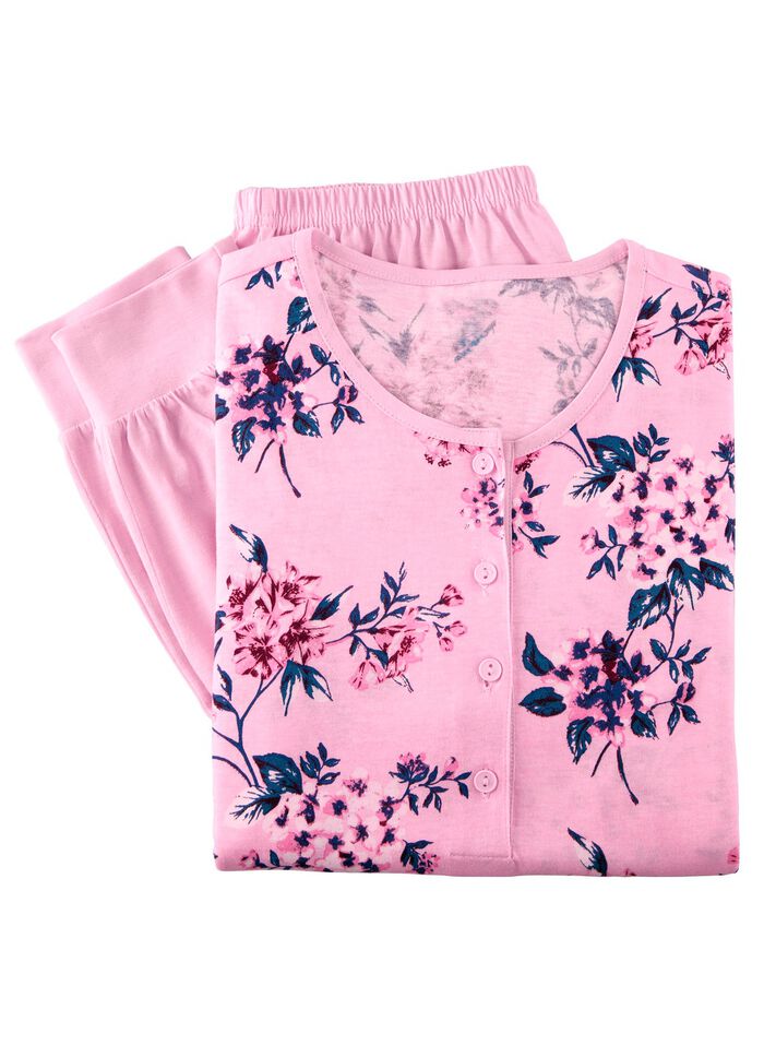 Tv&aring;pack pyjamas, l&aring;ng&auml;rmad och knappsl&aring; 