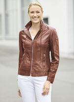 Kort skinnjacka från "Cabrini" MITTELBRAUN